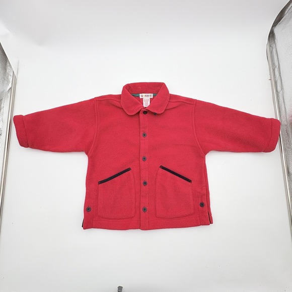 Gymboree Other - Gymboree Shirt Jacket Kids Medium Red Fleece Button‎ Front Collared Pockets
